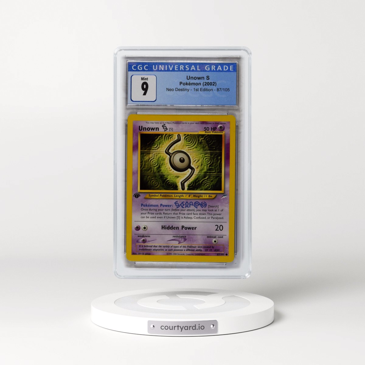 2002 Neo Destiny #87/105 Unown S - 1st Edition 1st Edition (CGC 9 MINT)