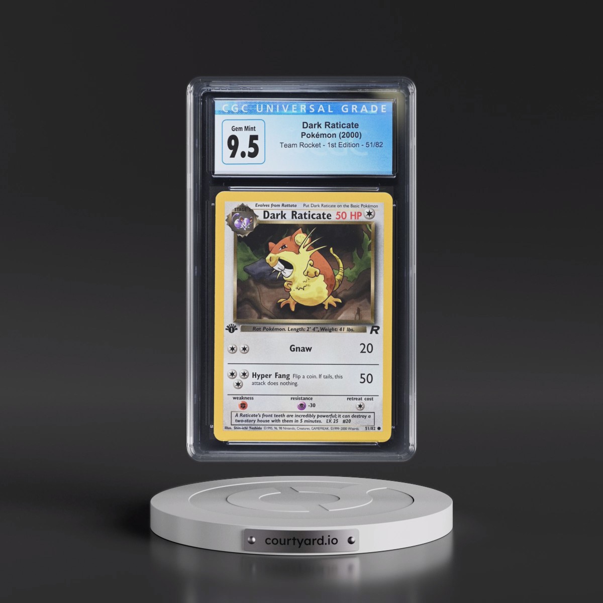 2000 Team Rocket #51/82 Dark Raticate - 1st Edition 1st Edition (CGC 10 GEM MINT)