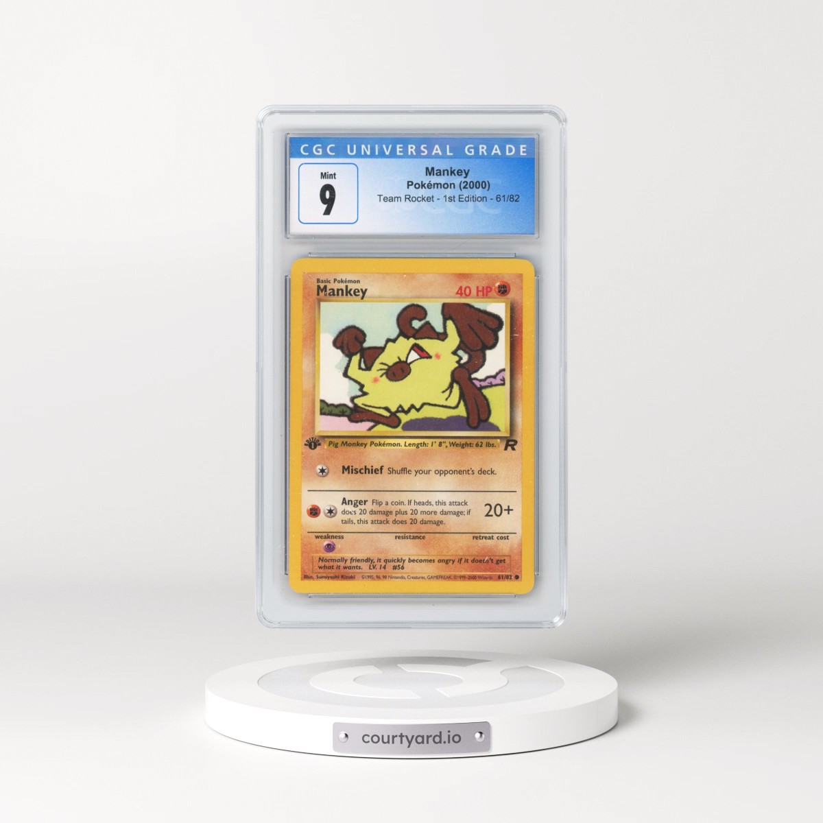 2000 Team Rocket #61/82 Mankey - 1st Edition 1st Edition (CGC 9 MINT)