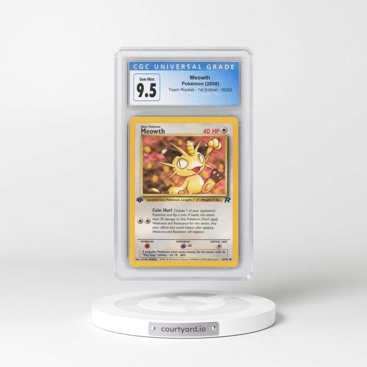 2000 Team Rocket #62/82 Meowth - 1st Edition 1st Edition (CGC 10 GEM MINT)