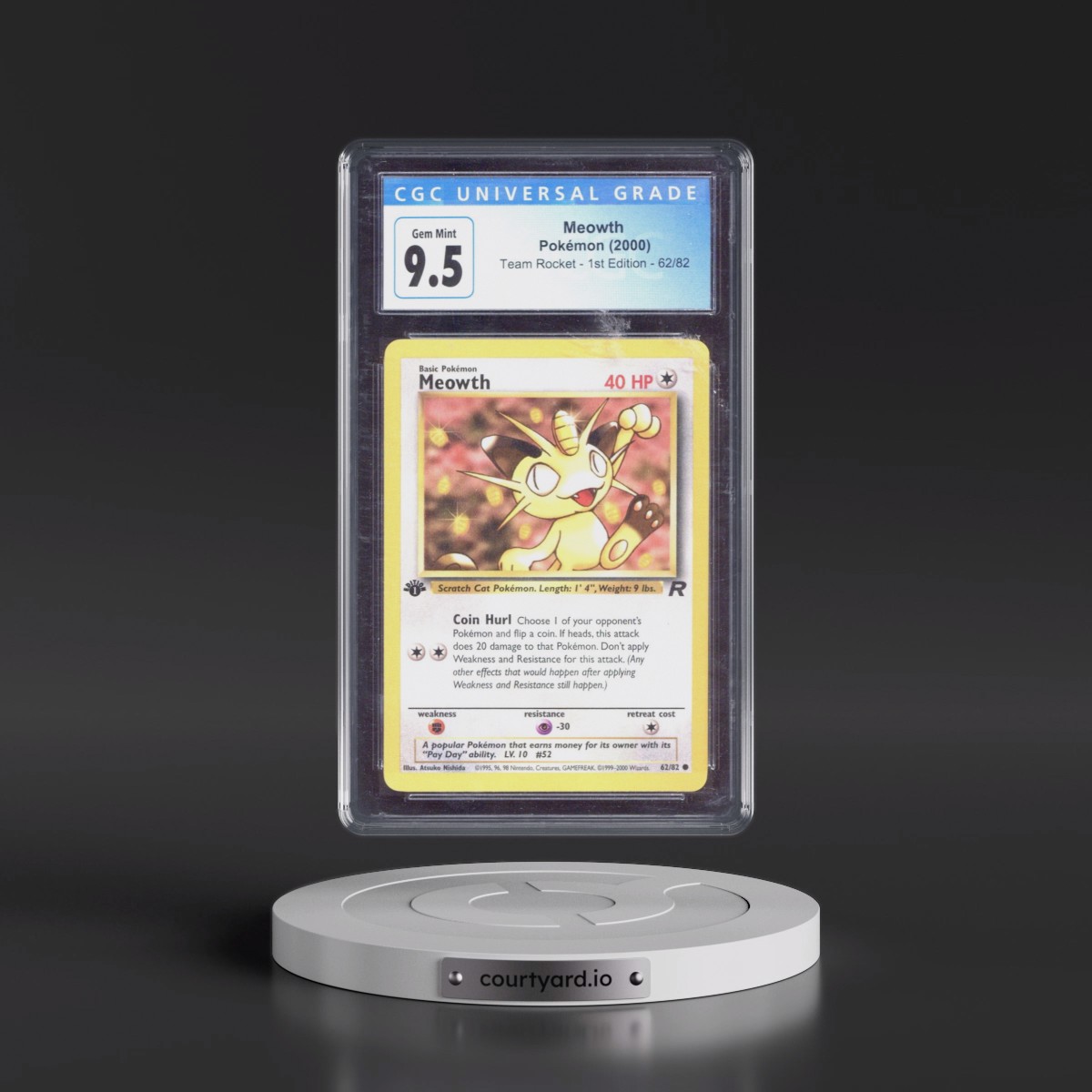 2000 Team Rocket #62/82 Meowth - 1st Edition 1st Edition (CGC 10 GEM MINT)