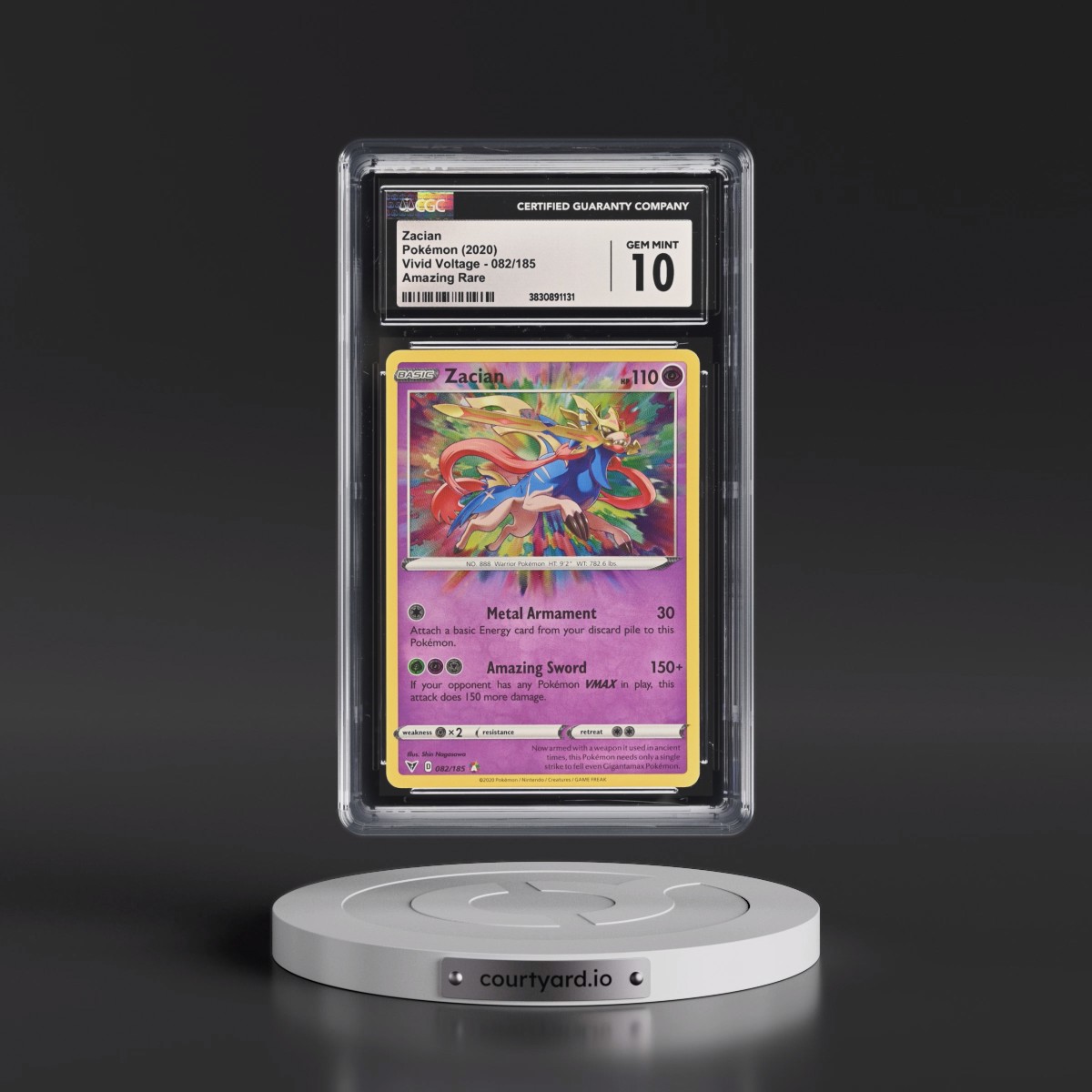2020 Vivid Voltage #082/185 Zacian - Amazing Rare Holo (CGC 10 GEM MINT)