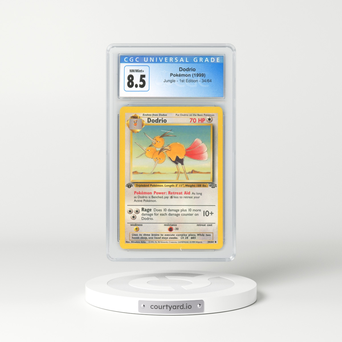 1999 Jungle #34 Dodrio - 1st Edition (CGC 8.5 NM-MT+)