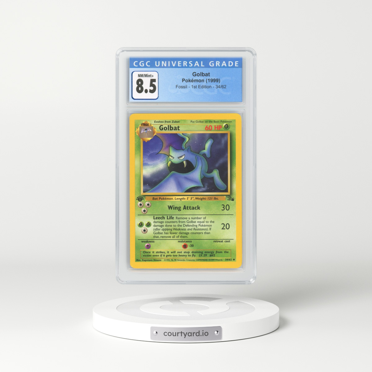 1999 Fossil #34 Golbat - 1st Edition (CGC 8.5 NM-MT+)