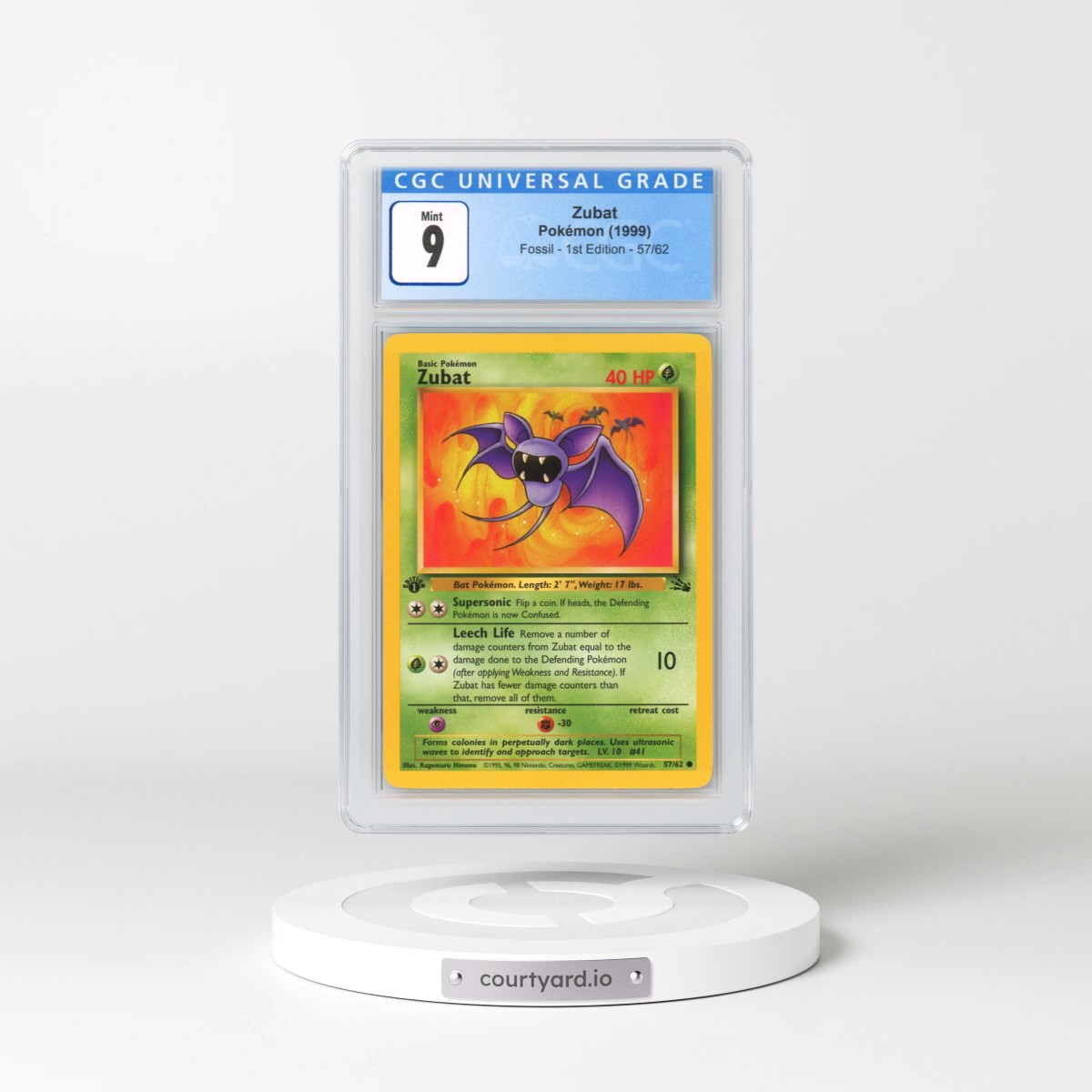 1999 Fossil #57 Zubat - 1st Edition (CGC 9 MINT)