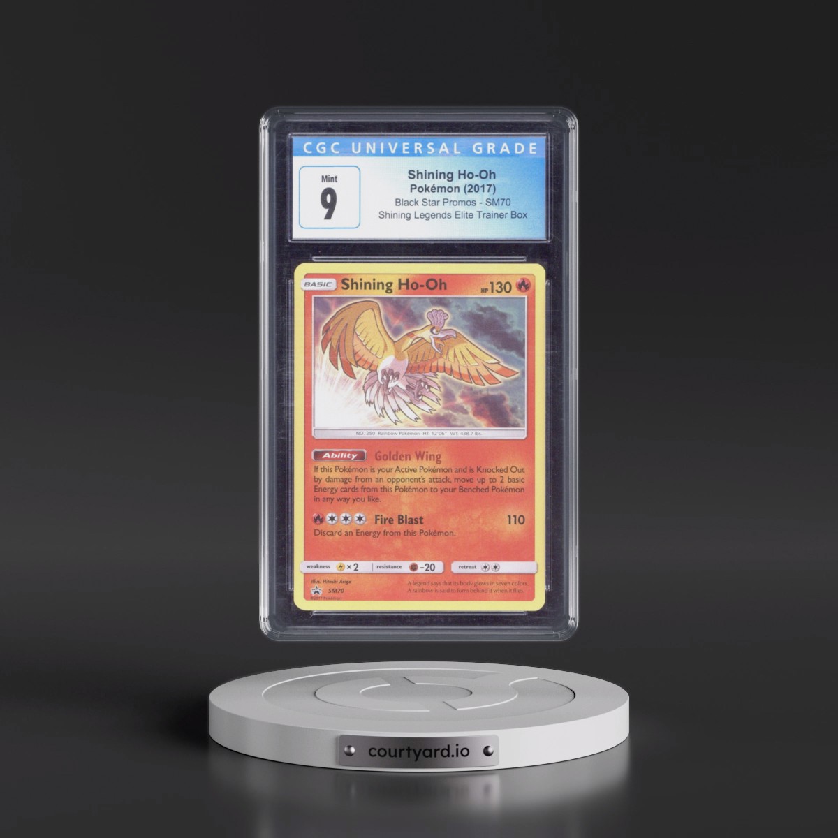 2016 Black Star Promos - Sun & Moon #SM70 Shining Ho-Oh - Shining Legends Elite Trainer Box (Holo) (CGC 9 MINT)