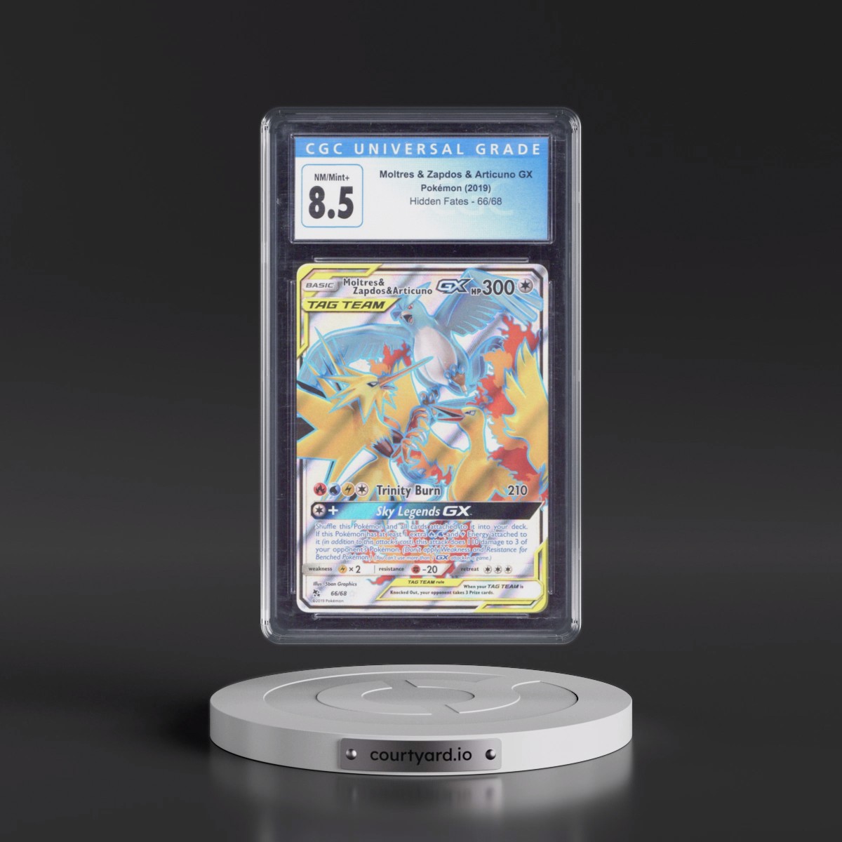 2019 Hidden Fates #66/68 Moltres & Zapdos & Articuno GX - Ultra Rare Holo (CGC 8.5 NM-MT+)