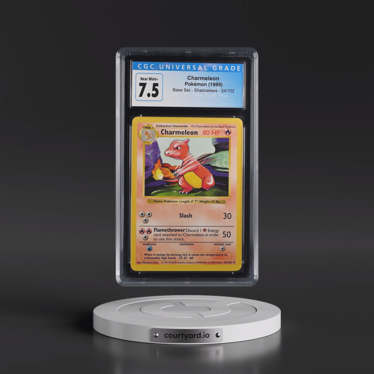 1999 Base Set #24/102 Charmeleon - Shadowless Shadowless (CGC 7.5 NM+)