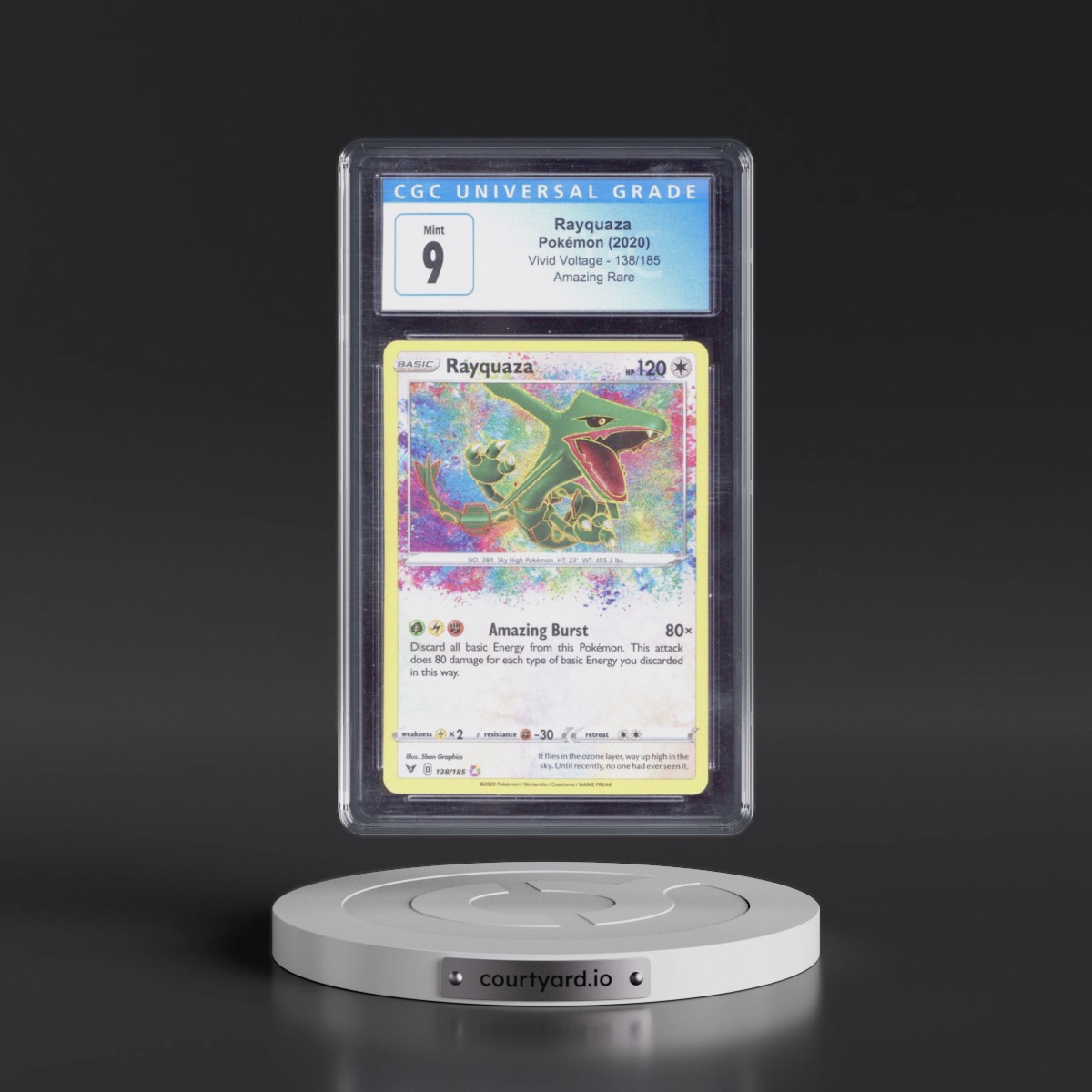 2020 Vivid Voltage #138/185 Rayquaza - Amazing Rare Holo (CGC 9 MINT)