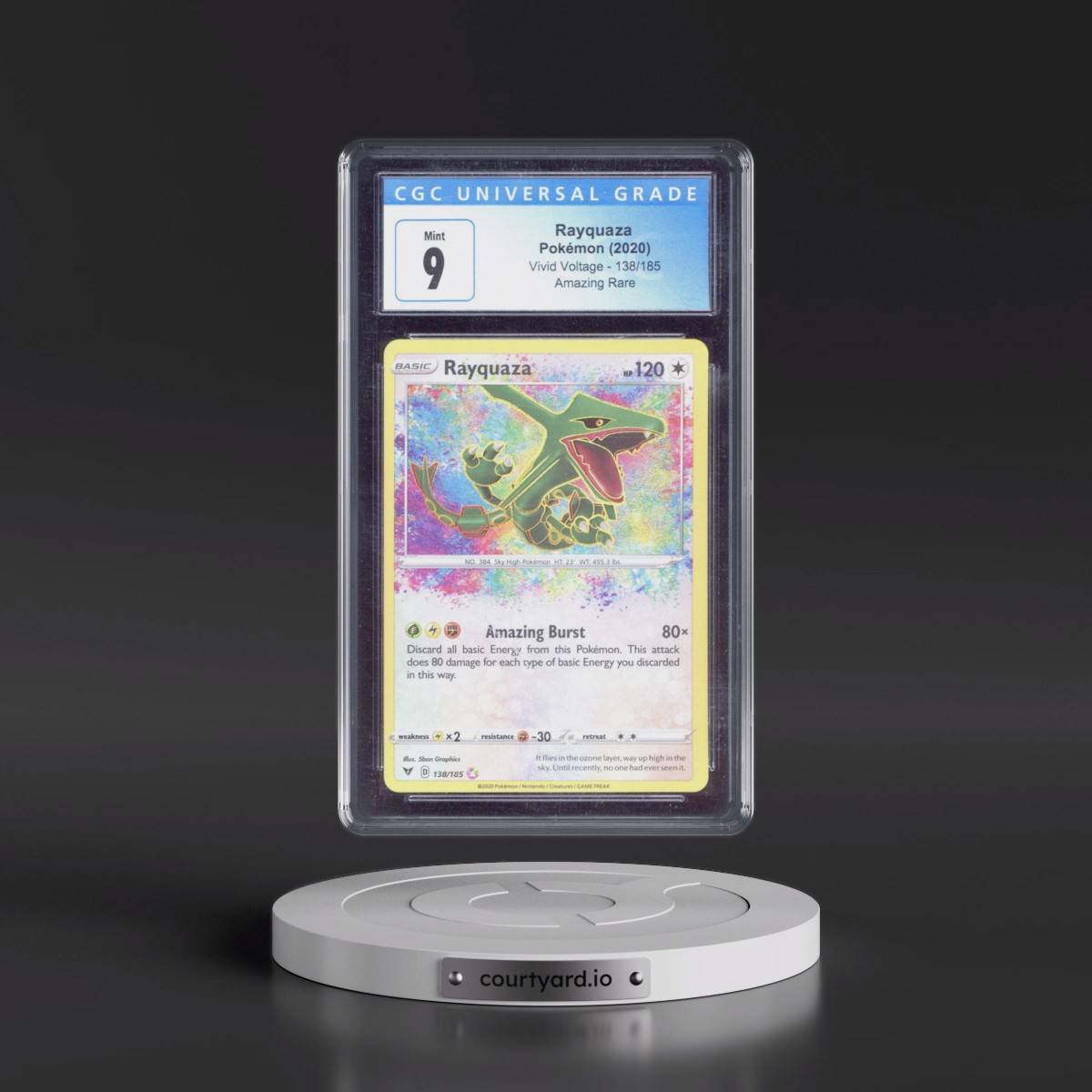 2020 Vivid Voltage #138/185 Rayquaza - Amazing Rare Holo (CGC 9 MINT)