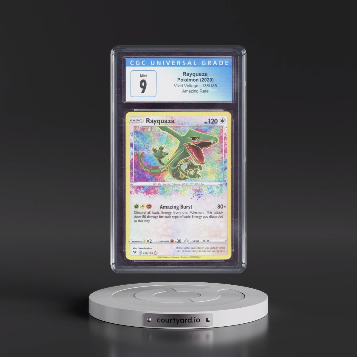 2020 Vivid Voltage #138/185 Rayquaza - Amazing Rare Holo (CGC 9 MINT)