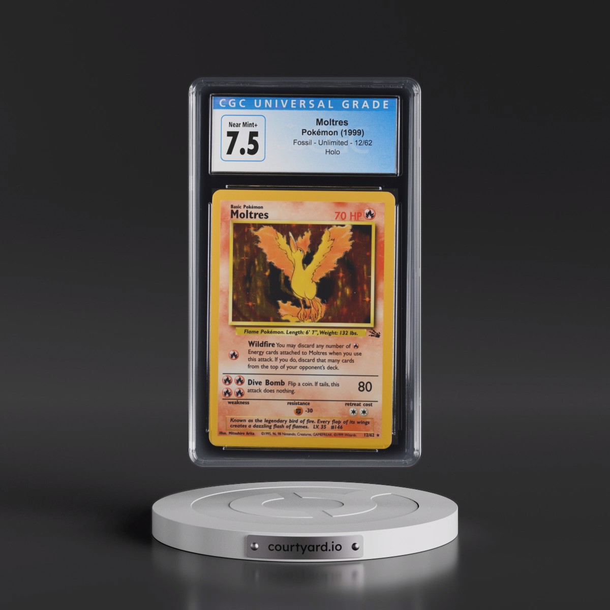 1999 Fossil Moltres - Galaxy Star Holo #12/62 CGC 7.5