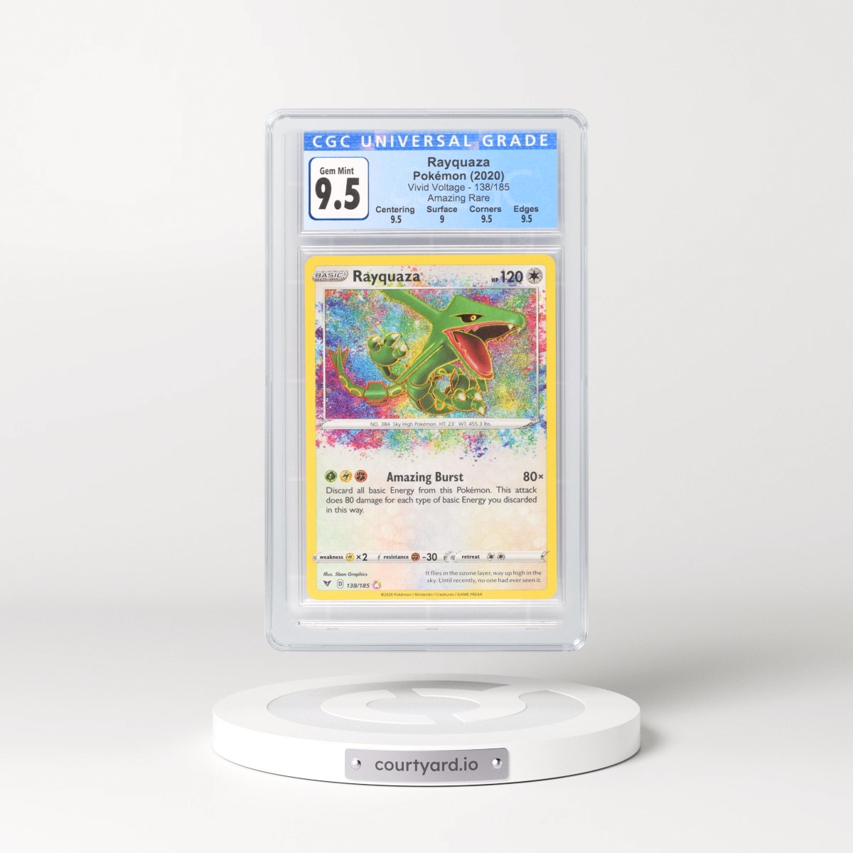 2020 Vivid Voltage #138/185 Rayquaza - Amazing Rare Holo (CGC 10 GEM MINT)