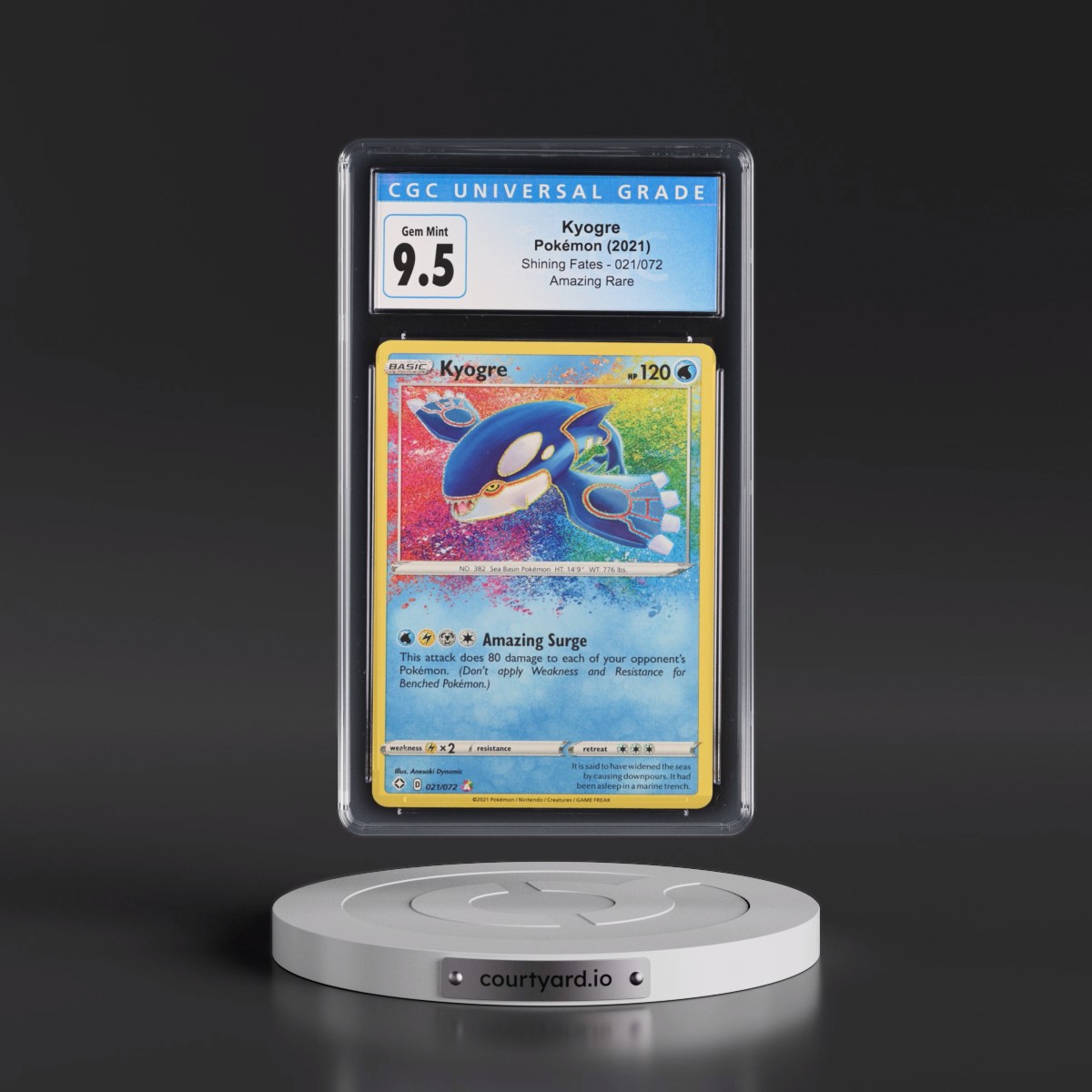 2021 Shining Fates #021/072 Kyogre - Amazing Rare Holo (CGC 10 GEM MINT)