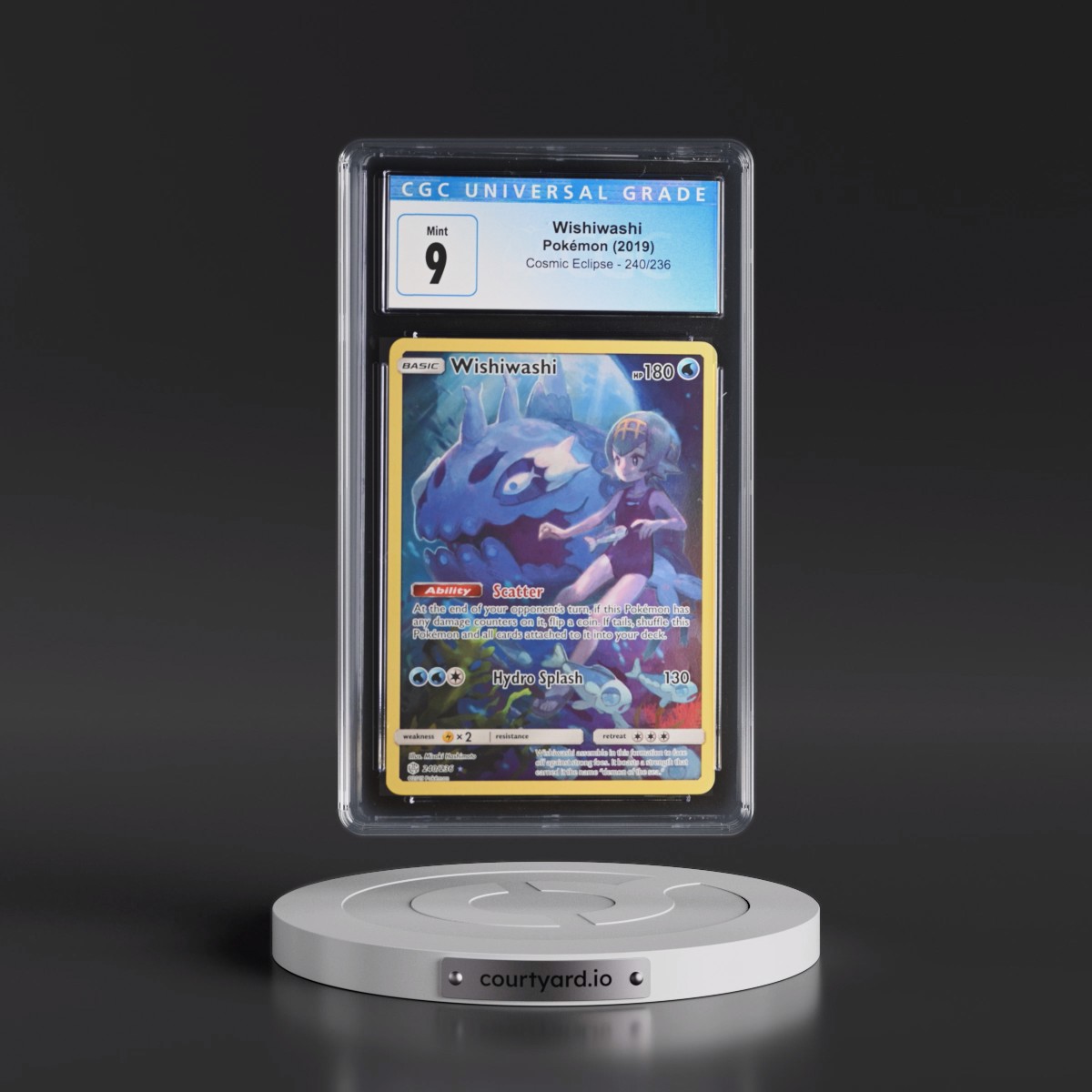 2019 Cosmic Eclipse #240/236 Wishiwashi - Secret Rare Holo (CGC 9 MINT)