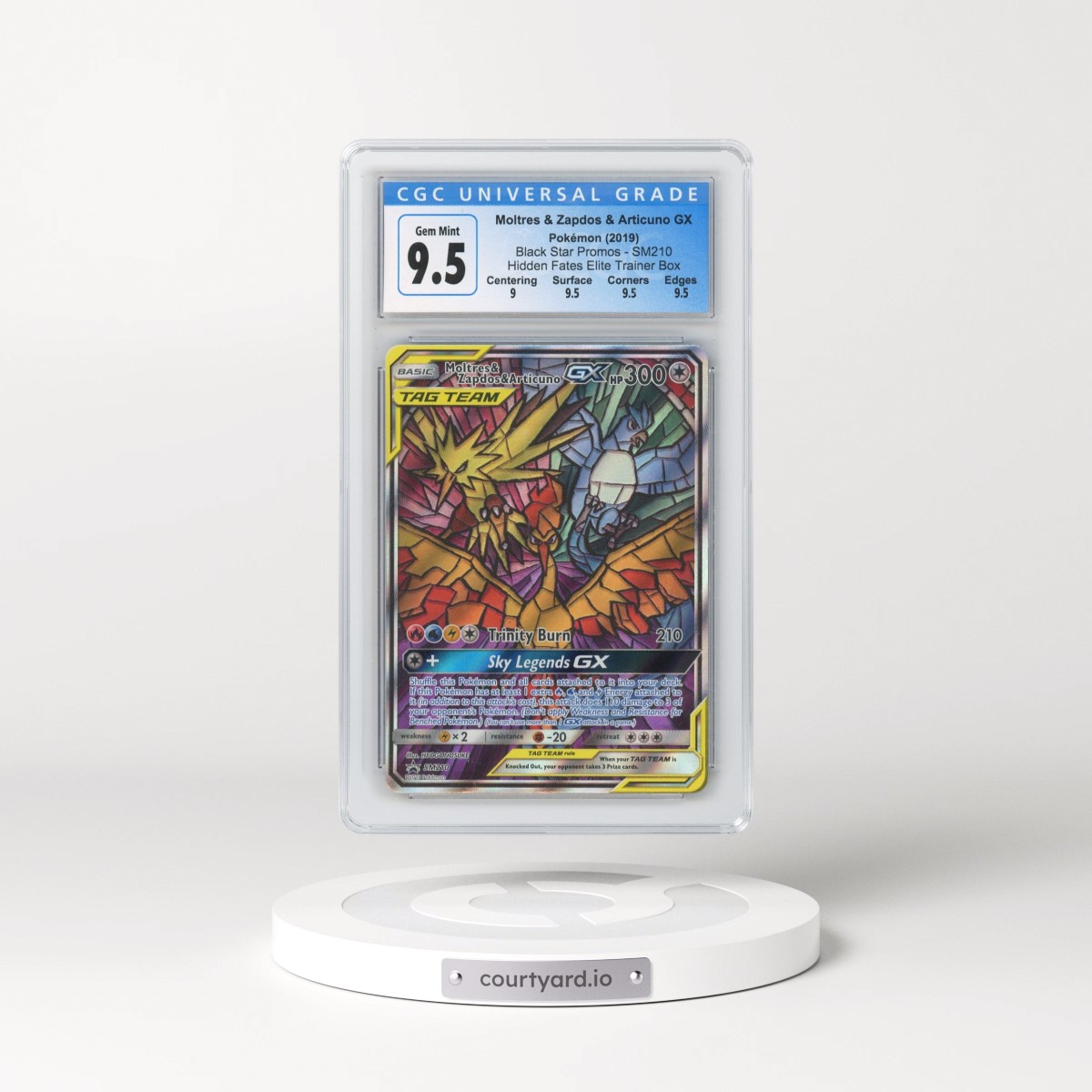2016 Black Star Promos - Sun & Moon #SM210 Moltres &amp; Zapdos &amp; Articuno GX - Hidden Fates Elite Trainer Box (Holo) (CGC 10 GEM MINT)