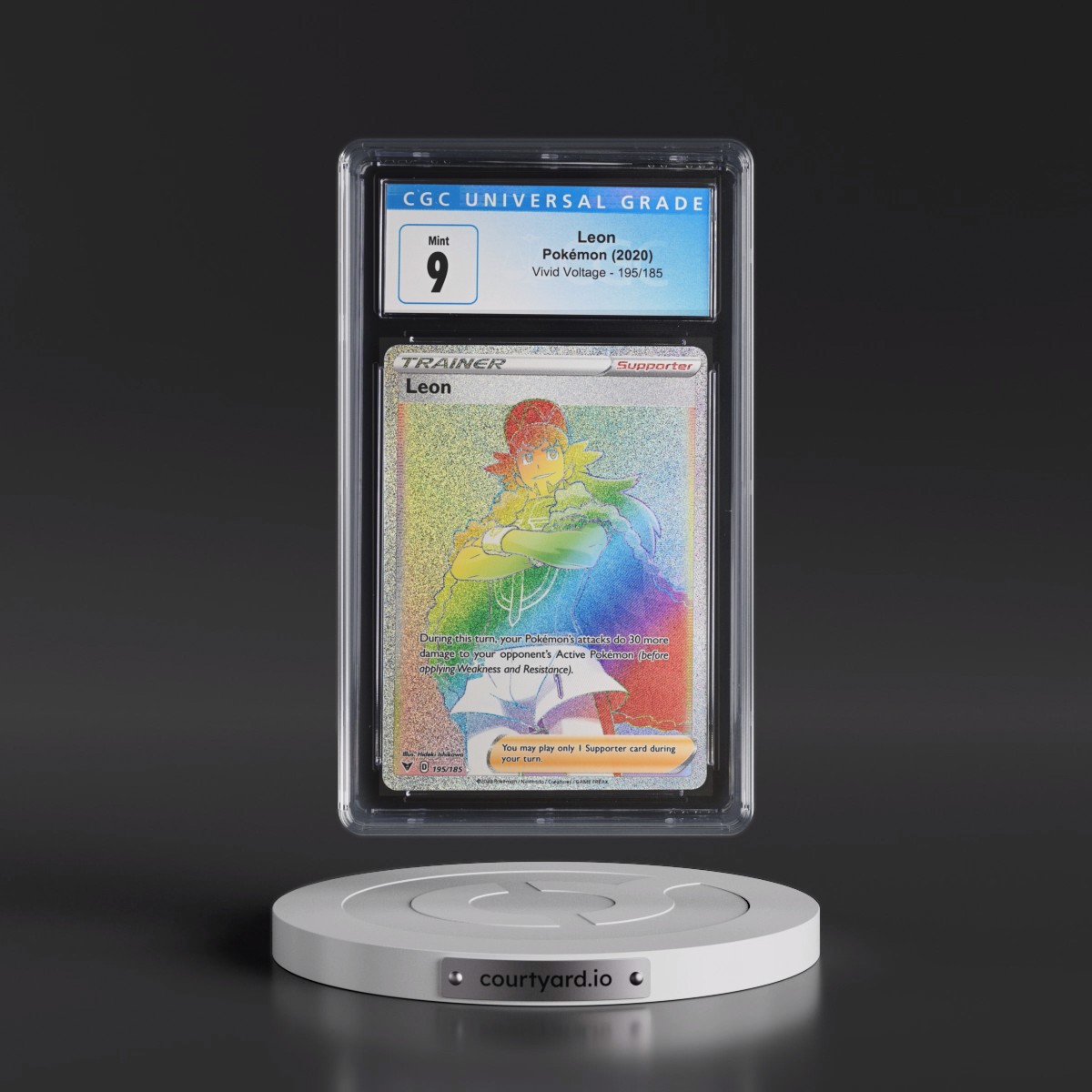 2020 Vivid Voltage #195/185 Leon - Rainbow Rare Holo (CGC 9 MINT)