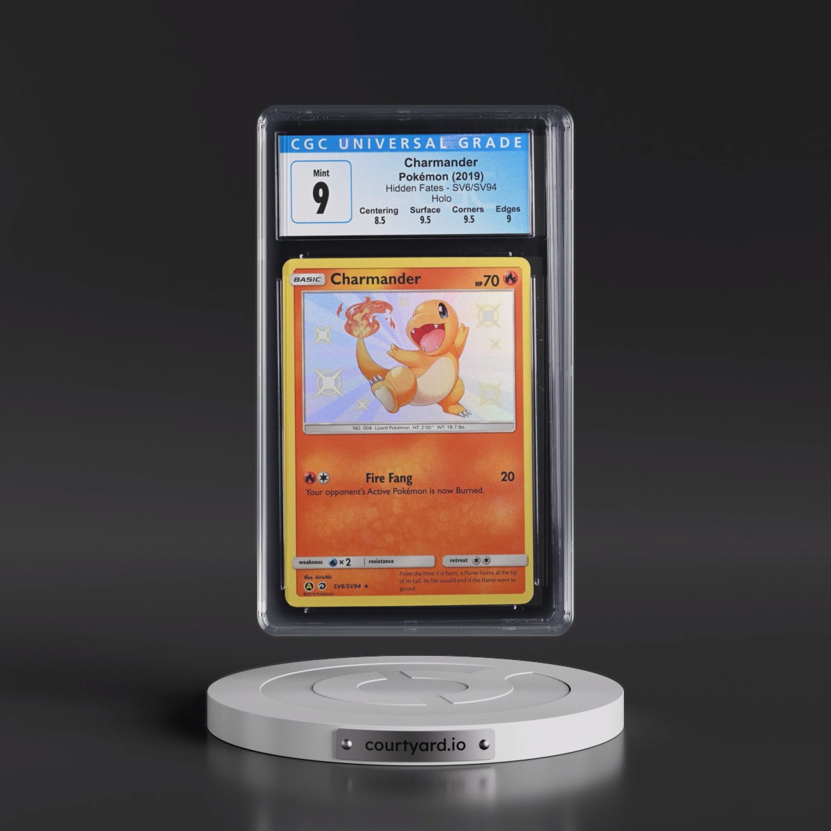 2019 Hidden Fates Charmander - Shiny Vault Holo #SV6/SV94 CGC 9