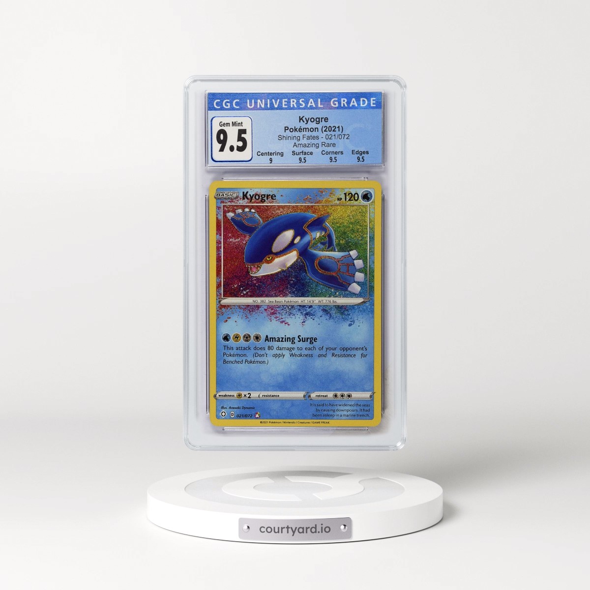 2021 Shining Fates #021/072 Kyogre - Amazing Rare Holo (CGC 10 GEM MINT)