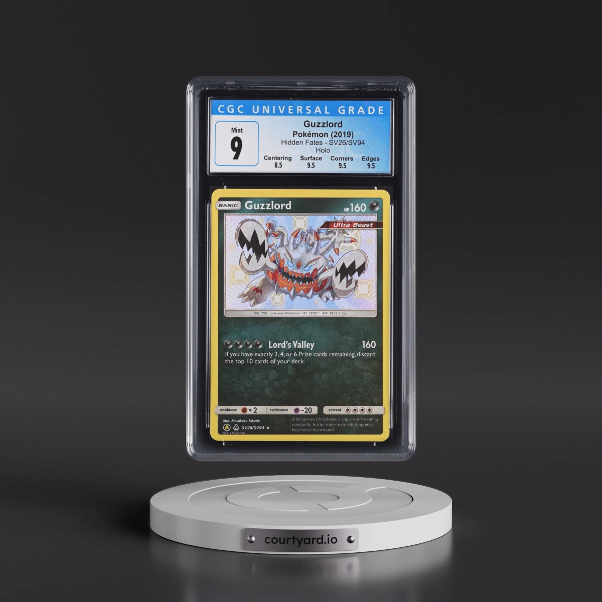 2019 Hidden Fates #SV26/SV94 Guzzlord - Shiny Vault Holo (CGC 9 MINT)