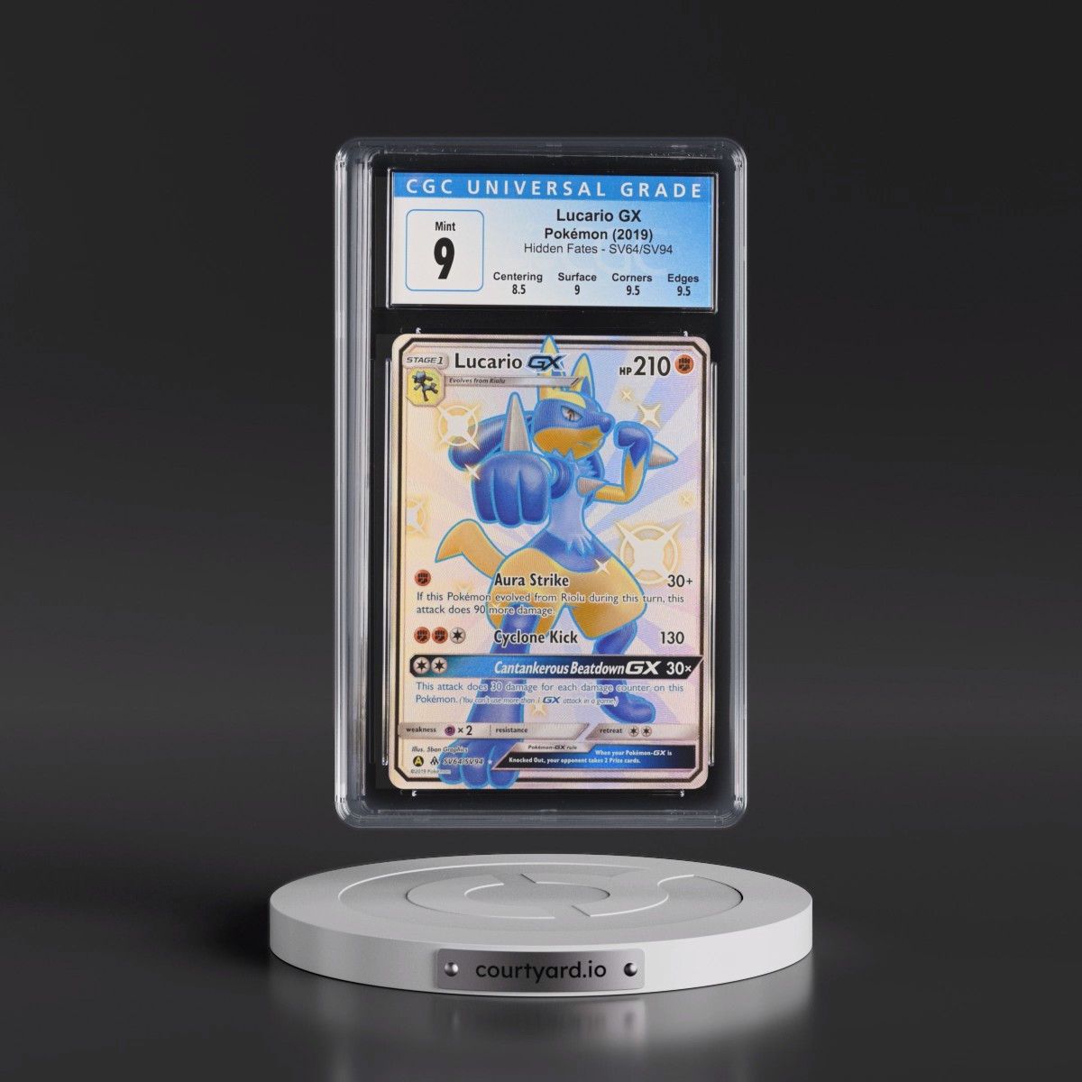 2019 Hidden Fates #SV64/SV94 Lucario GX - Shiny Vault Holo (CGC 9 MINT)