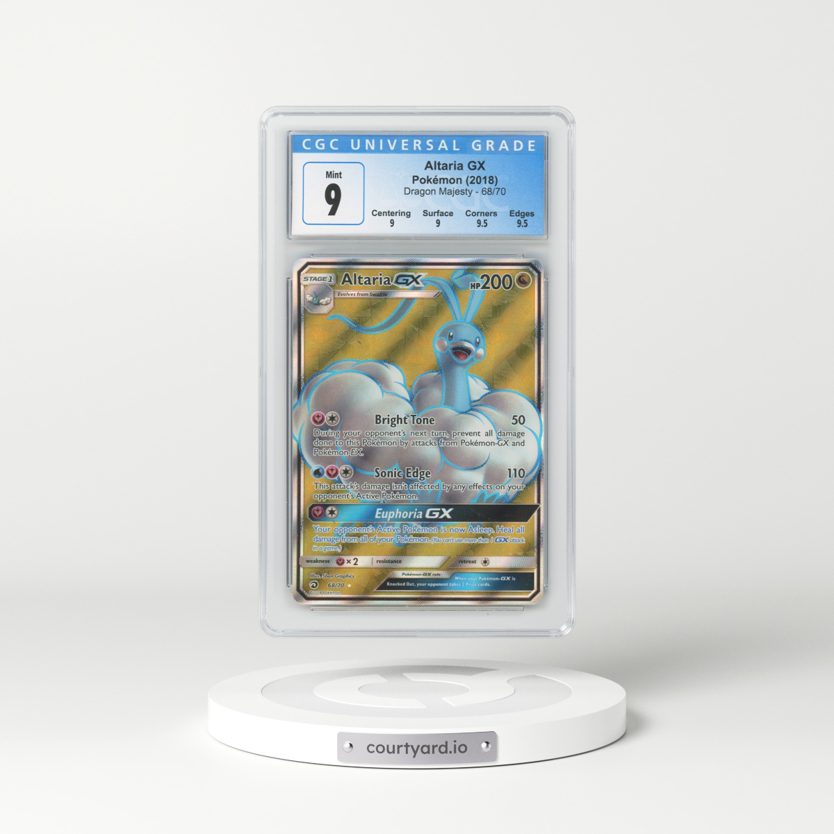 2018 Dragon Majesty #68 Altaria GX - Full Art Holo (CGC 9 MINT)
