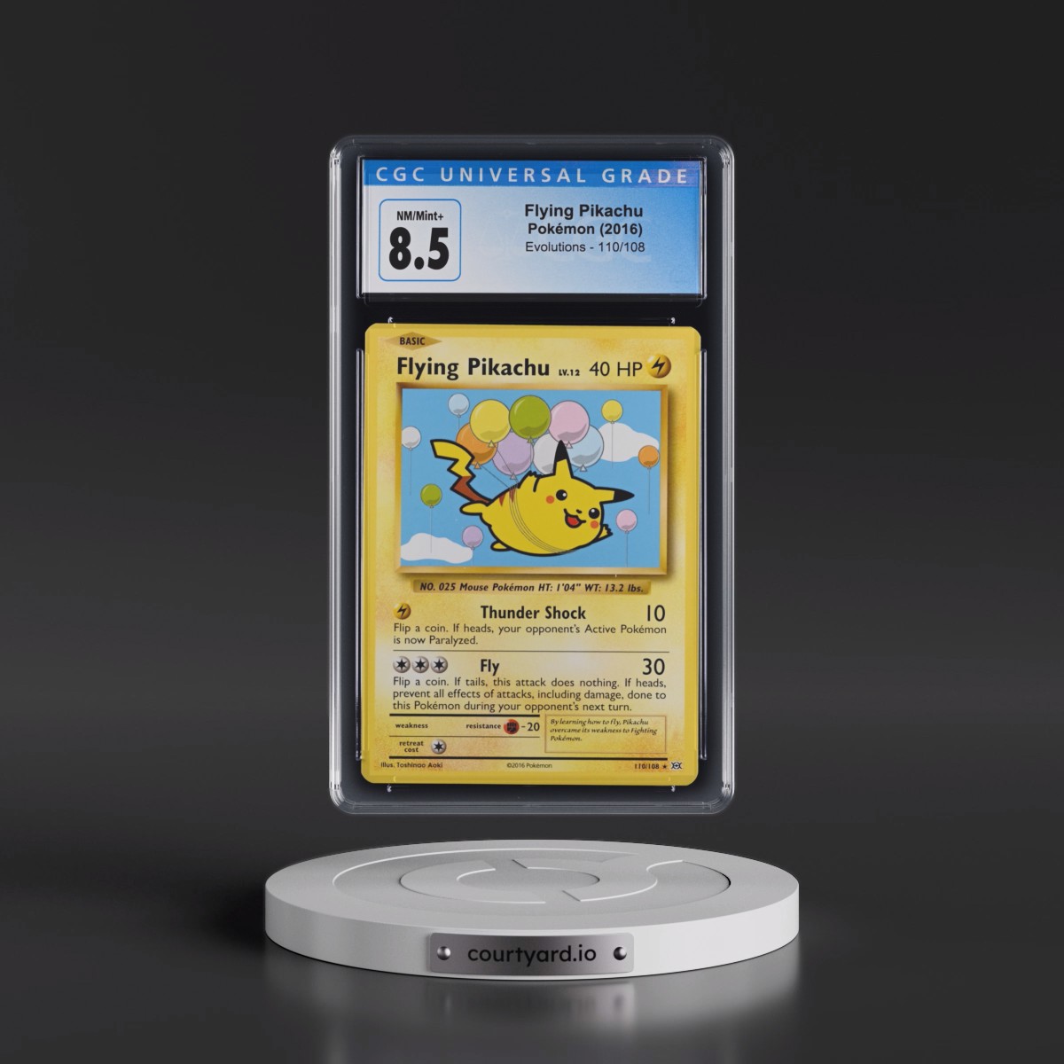 2016 Evolutions Flying Pikachu - Secret Rare #110/108 CGC 8.5
