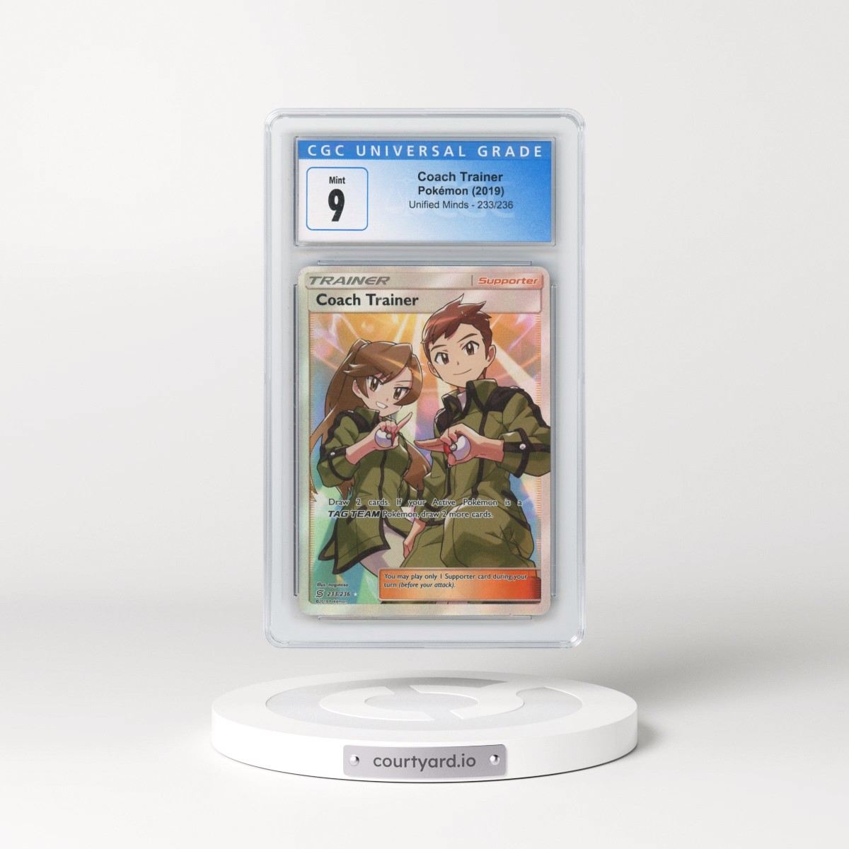 2019 Unified Minds #233/236 Coach Trainer - Ultra Rare Holo (CGC 9 MINT)