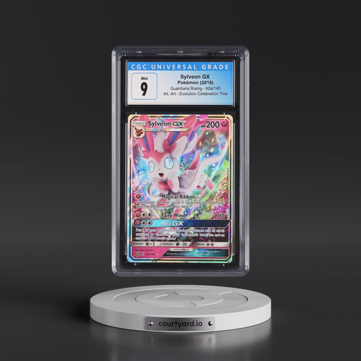 2017 Guardians Rising #92a/145 Sylveon GX - Evolution Celebration Tin (Holo) (CGC 9 MINT)