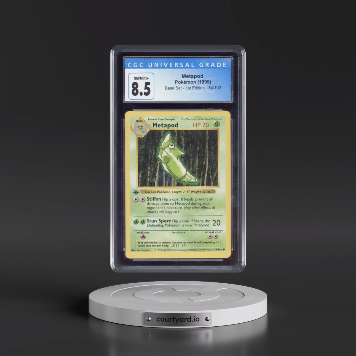 1999 Base Set #54/102 Metapod - 1st Edition 1st Edition (CGC 8.5 NM-MT+)