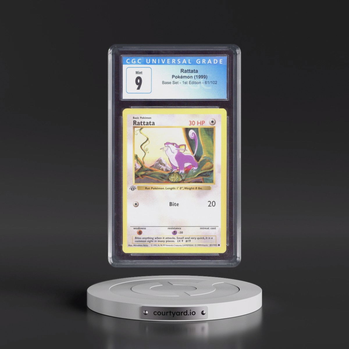 1999 Base Set #61/102 Rattata - 1st Edition 1st Edition (CGC 9 MINT)