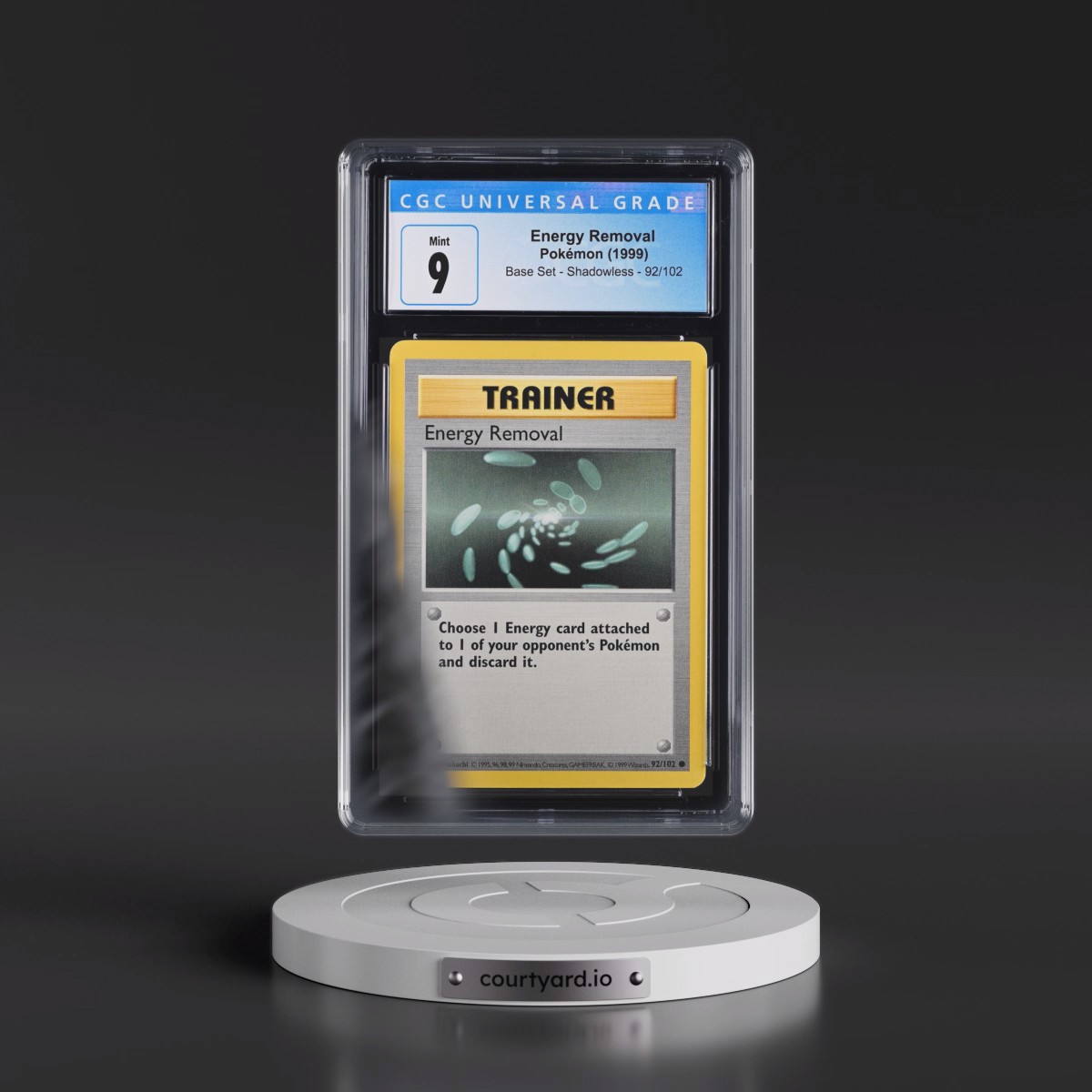 1999 Base Set #92/102 Energy Removal - Shadowless Shadowless (CGC 9 MINT)