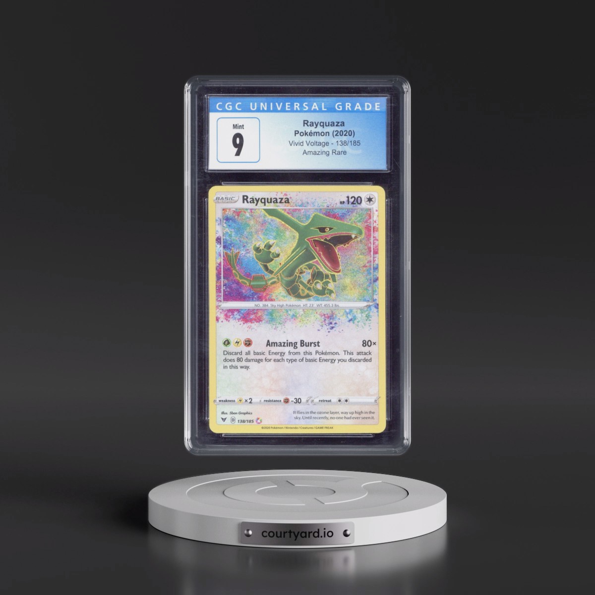 2020 Vivid Voltage #138/185 Rayquaza - Amazing Rare Holo (CGC 9 MINT)