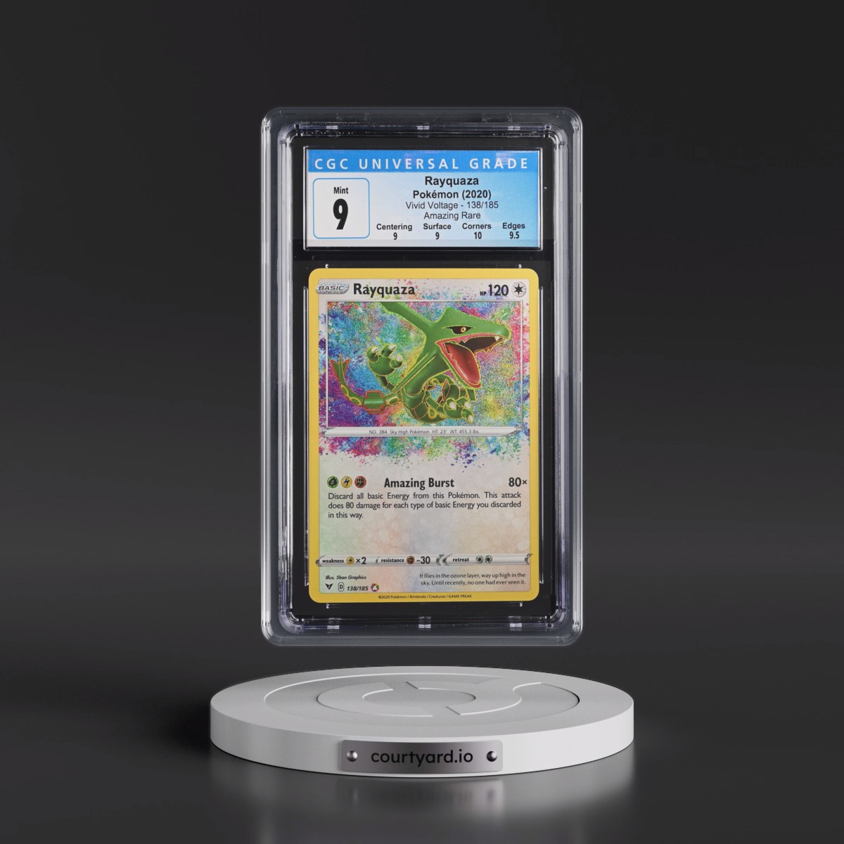 2020 Vivid Voltage #138/185 Rayquaza - Amazing Rare Holo (CGC 9 MINT)