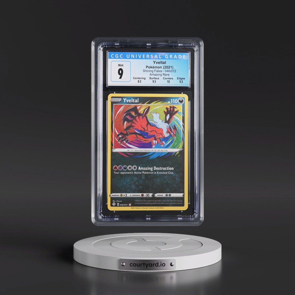 2021 Shining Fates #046/072 Yveltal - Amazing Rare Holo (CGC 9 MINT)