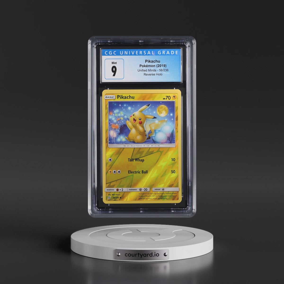 2019 Unified Minds #56/236 Pikachu - Reverse Holo (CGC 9 MINT)