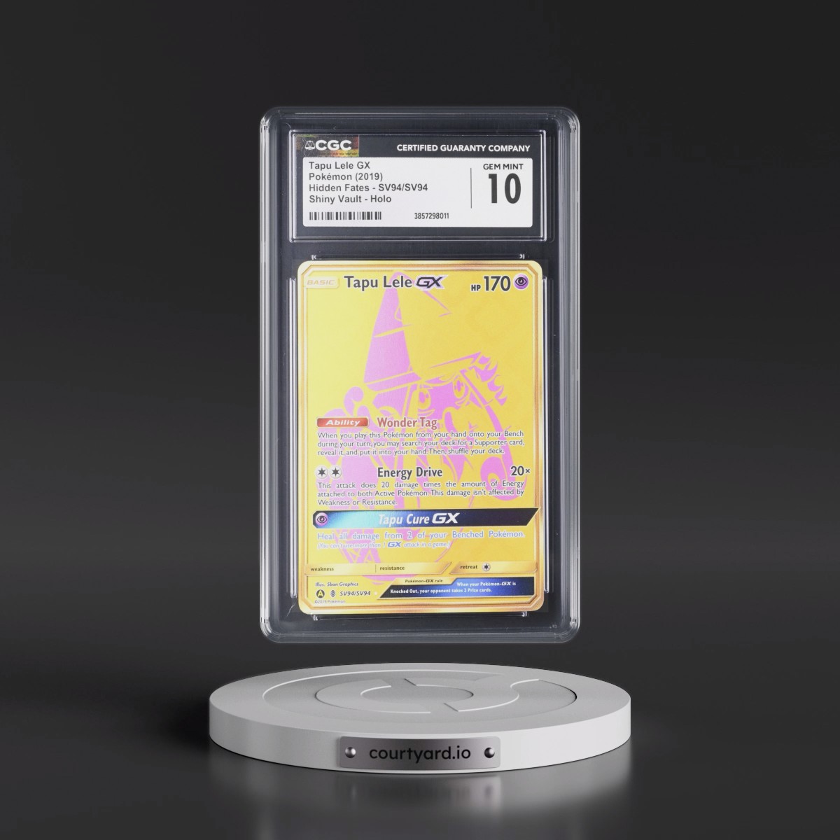 2019 Hidden Fates #SV94/SV94 Tapu Lele GX - Shiny Vault Holo (CGC 10 GEM MINT)