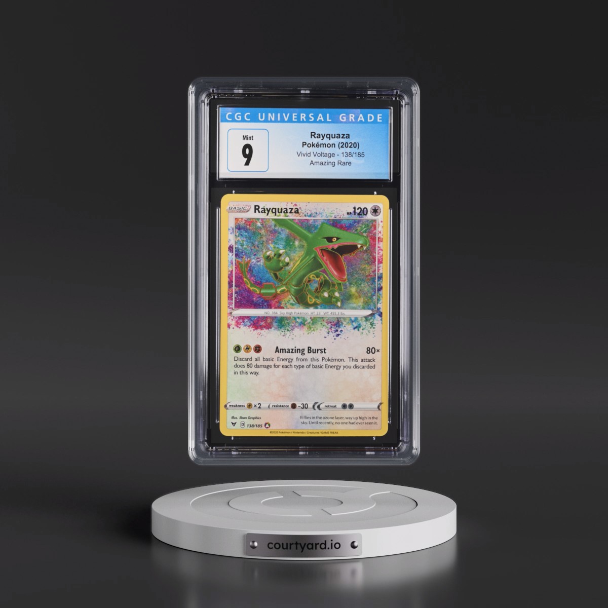 2020 Vivid Voltage #138/185 Rayquaza - Amazing Rare Holo (CGC 9 MINT)