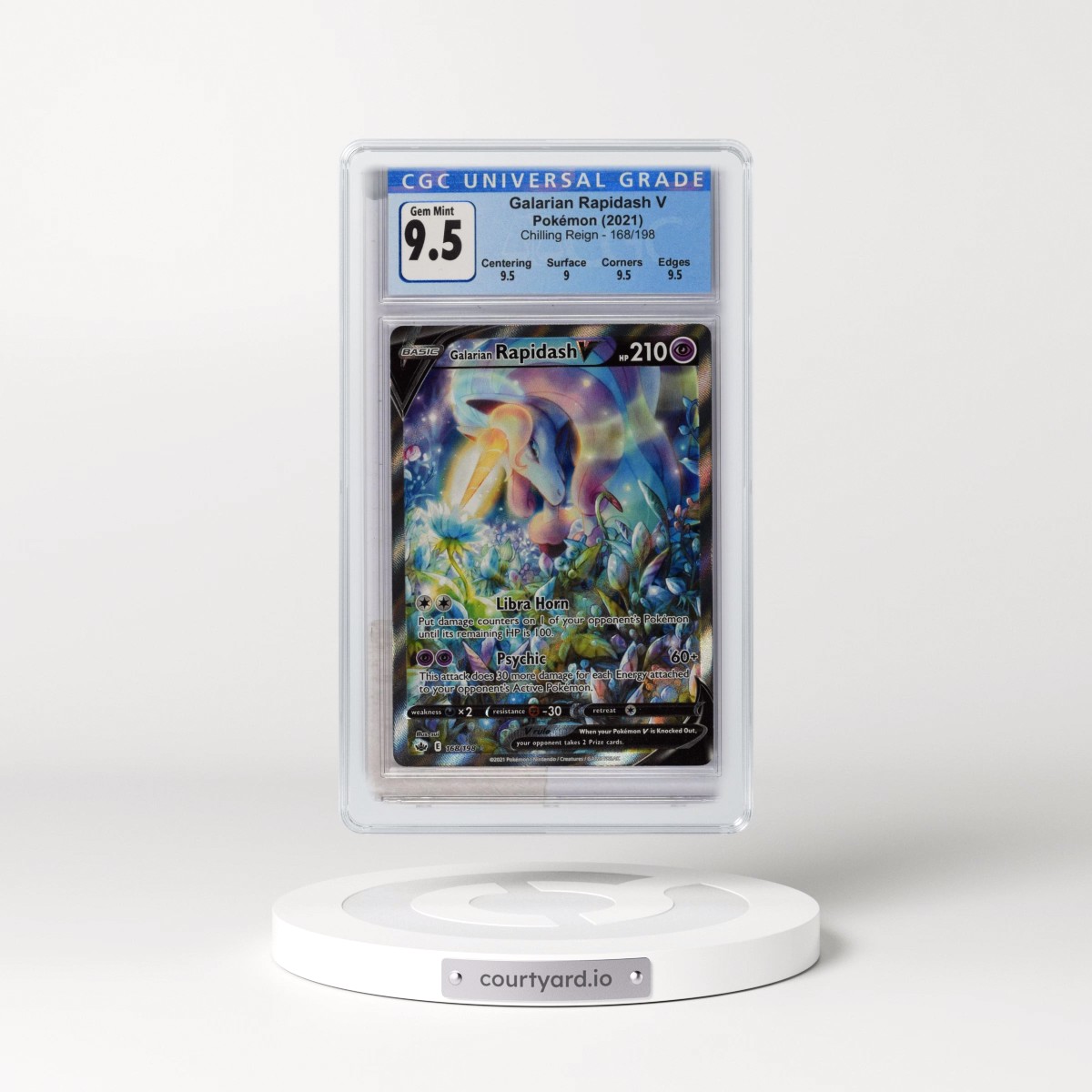 2021 Chilling Reign #168/198 Galarian Rapidash V - Ultra Rare Holo (CGC 10 GEM MINT)