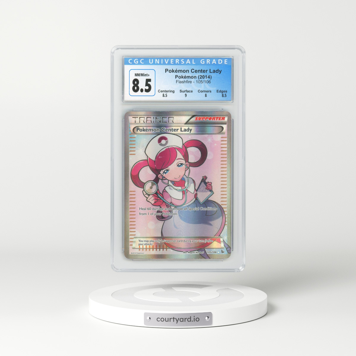 2014 XY Flashfire #105 Pokemon Center Lady - Full Art Holo (CGC 8.5 NM-MT+)