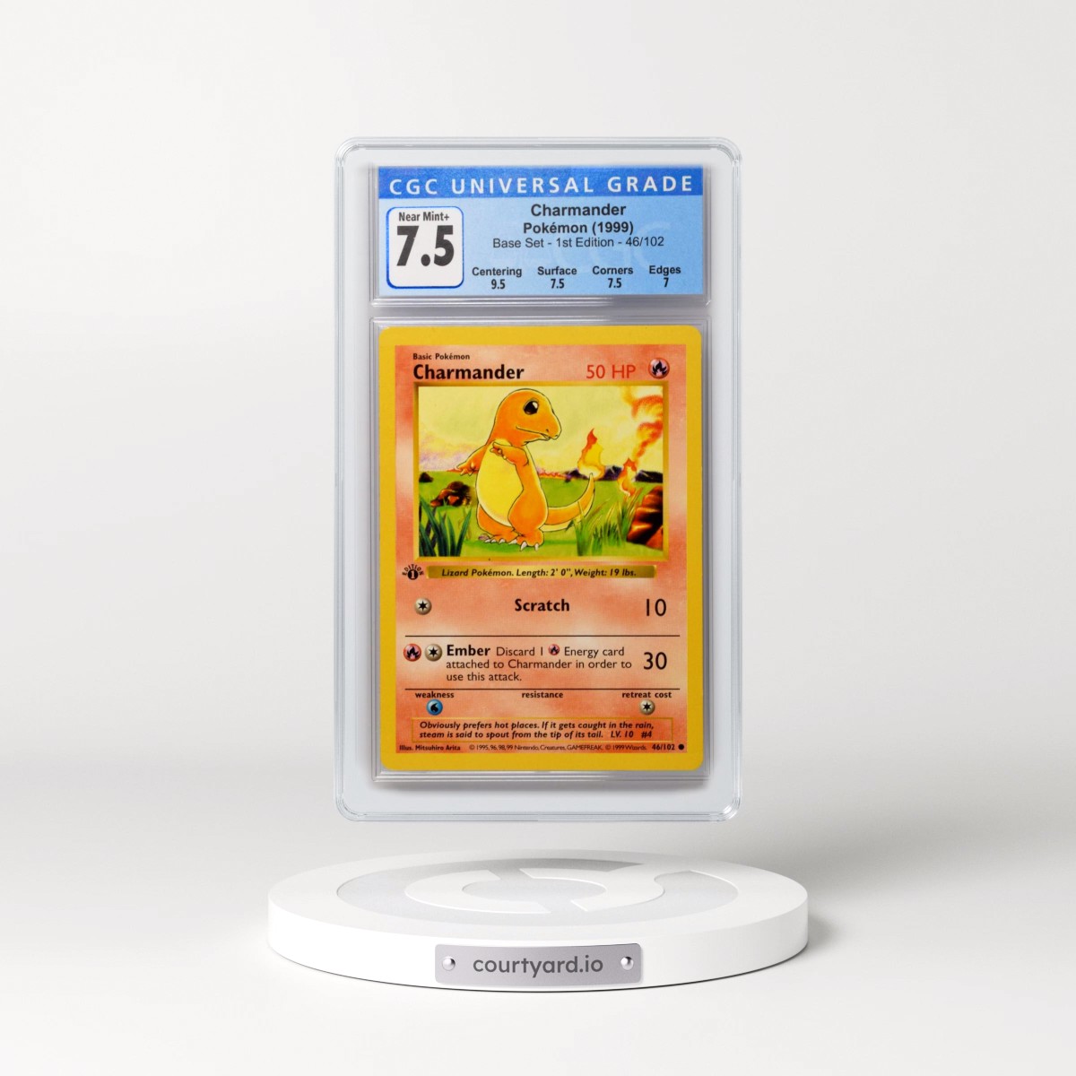 1999 Base Set #46/102 Charmander - 1st Edition 1st Edition (CGC 7.5 NM+)