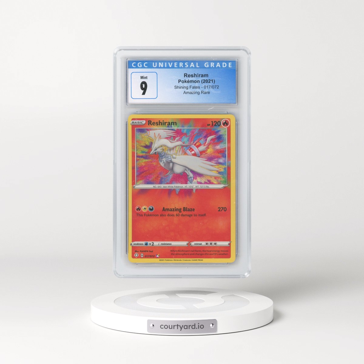 2021 Shining Fates #017/072 Reshiram - Amazing Rare Holo (CGC 9 MINT)