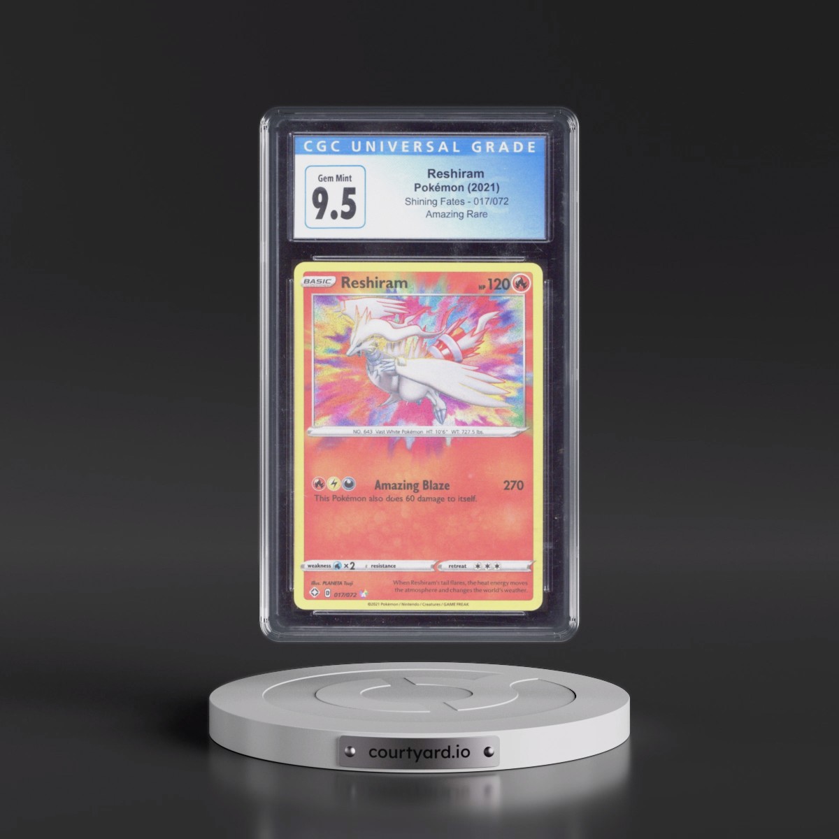 2021 Shining Fates #017/072 Reshiram - Amazing Rare Holo (CGC 10 GEM MINT)