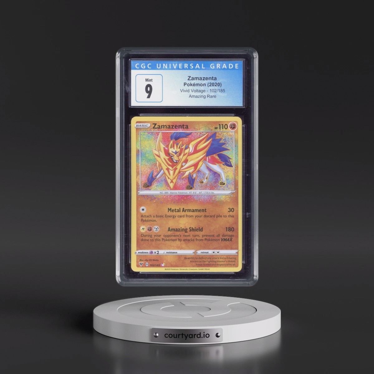2020 Vivid Voltage #102/185 Zamazenta - Amazing Rare Holo (CGC 9 MINT)