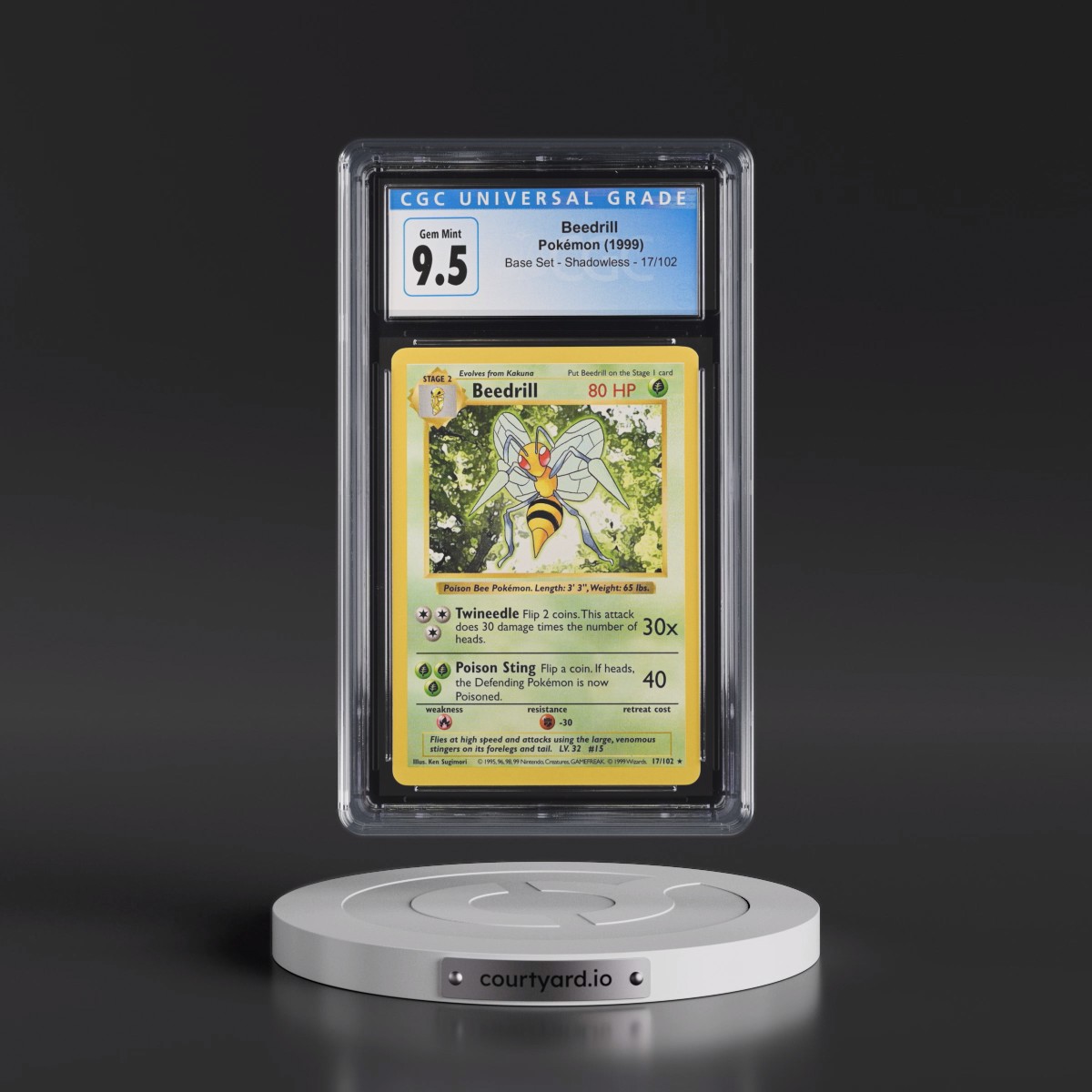 1999 Base Set #17/102 Beedrill - Shadowless Shadowless (CGC 10 GEM MINT)