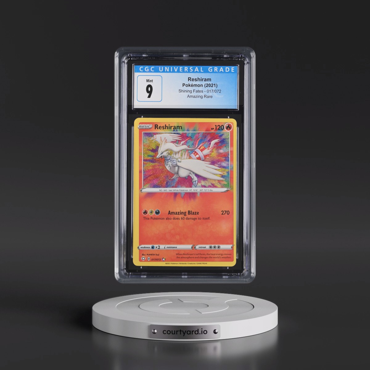 2021 Shining Fates #017/072 Reshiram - Amazing Rare Holo (CGC 9 MINT)