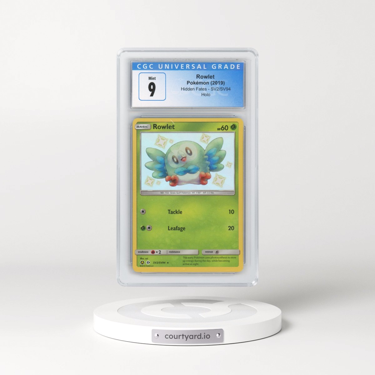 2019 Hidden Fates #SV2/SV94 Rowlet - Shiny Vault Holo (CGC 9 MINT)