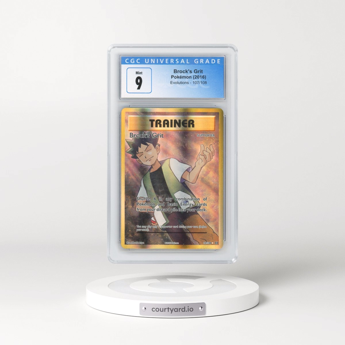 2016 Evolutions #107/108 Brock's Grit - Ultra Rare Holo (CGC 9 MINT)