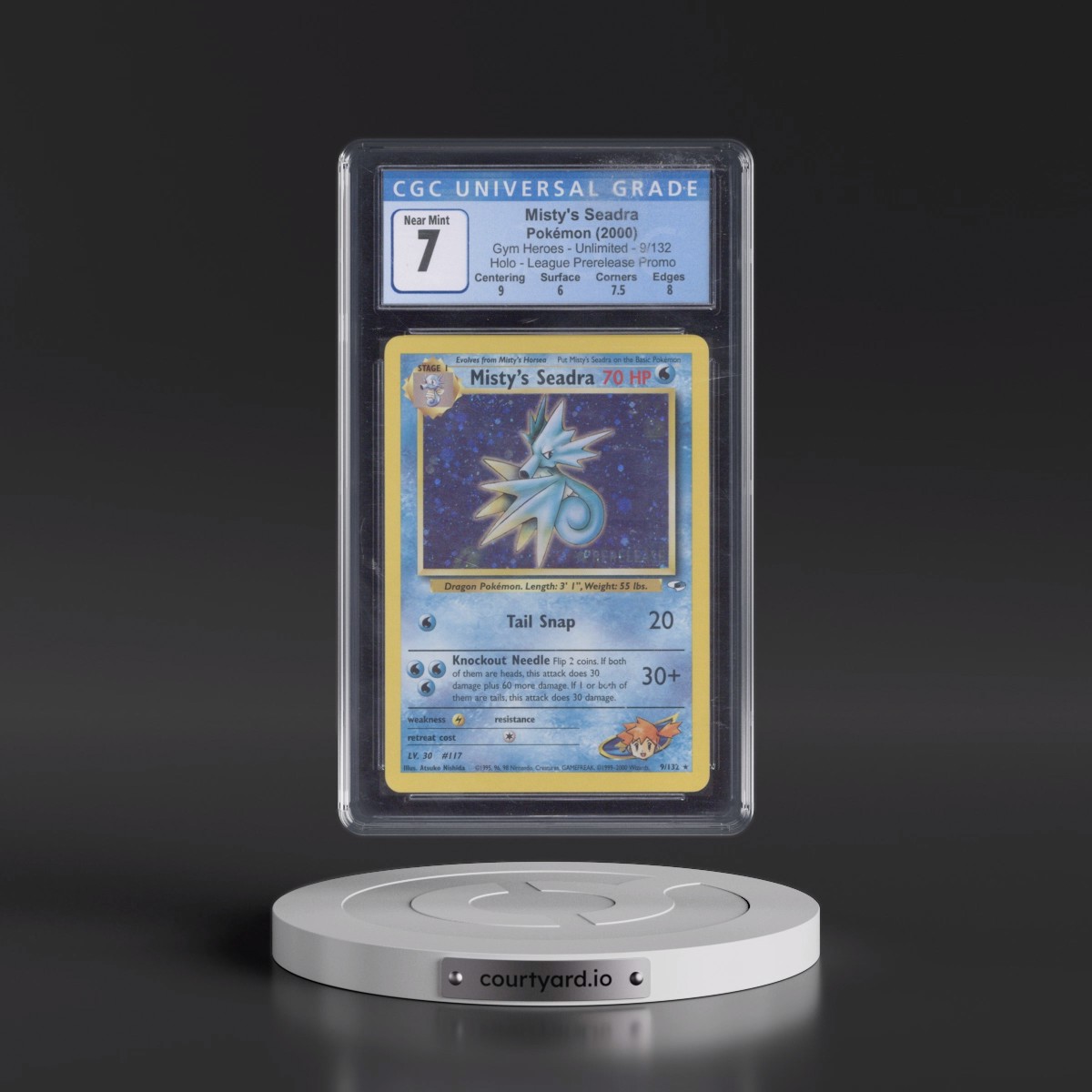 2000 Gym Heroes #9/132 Misty's Seadra - League Prerelease Promo (Holo) (CGC 7 NM)
