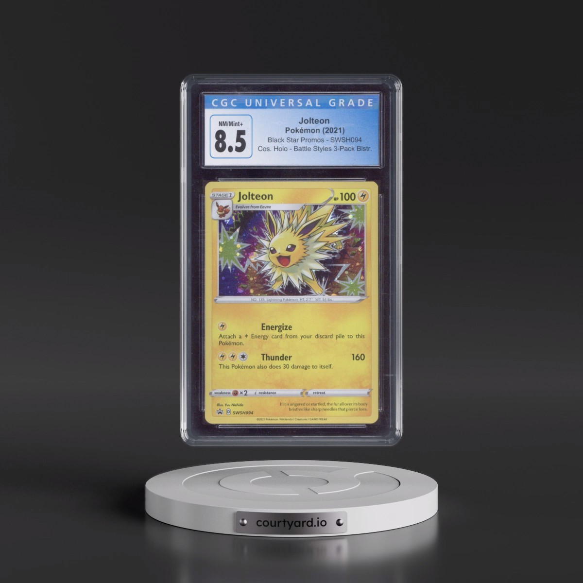 2017 Black Star Promos - Sword & Shield #SWSH094 Jolteon - Battle Styles 3-Pack Blister (Cosmos Holo) (CGC 8.5 NM-MT+)